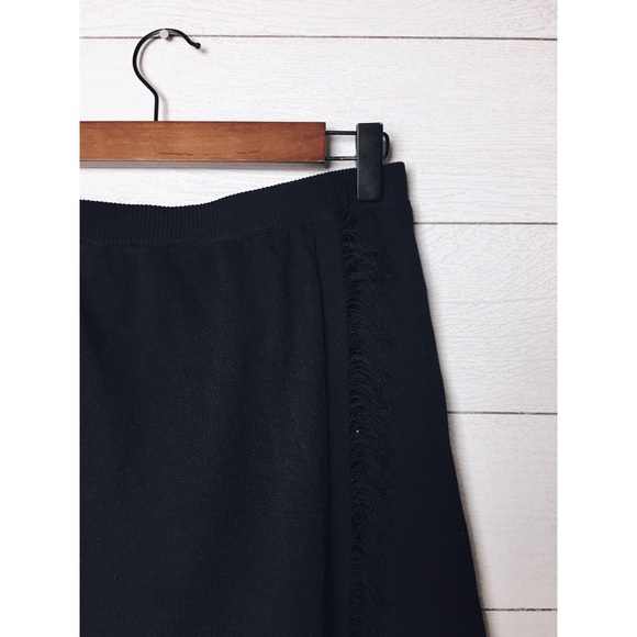 Honey Punch | Black Frayed Hem Wrap Skirt - Picture 3 of 5